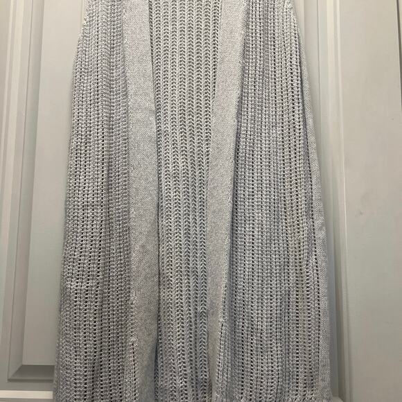 Gap Women’s 100% Cotton Open Front Sleeveless Long Cardigan Sweater Size M Gray - Picture 4 of 5